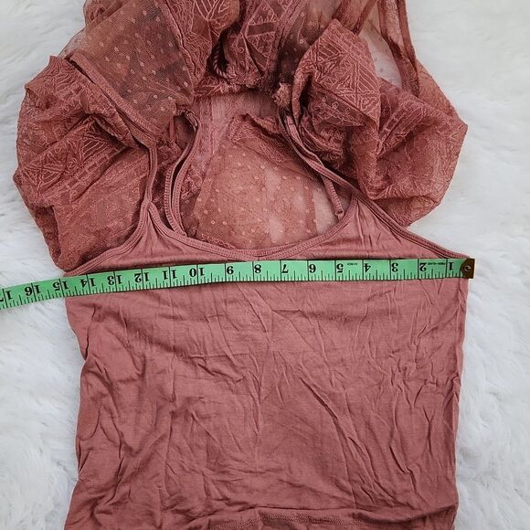 American Eagle -384 Outfitters Tassels Lace Boho Sheer Cami Over Tank Top Size S - Picture 9 of 9